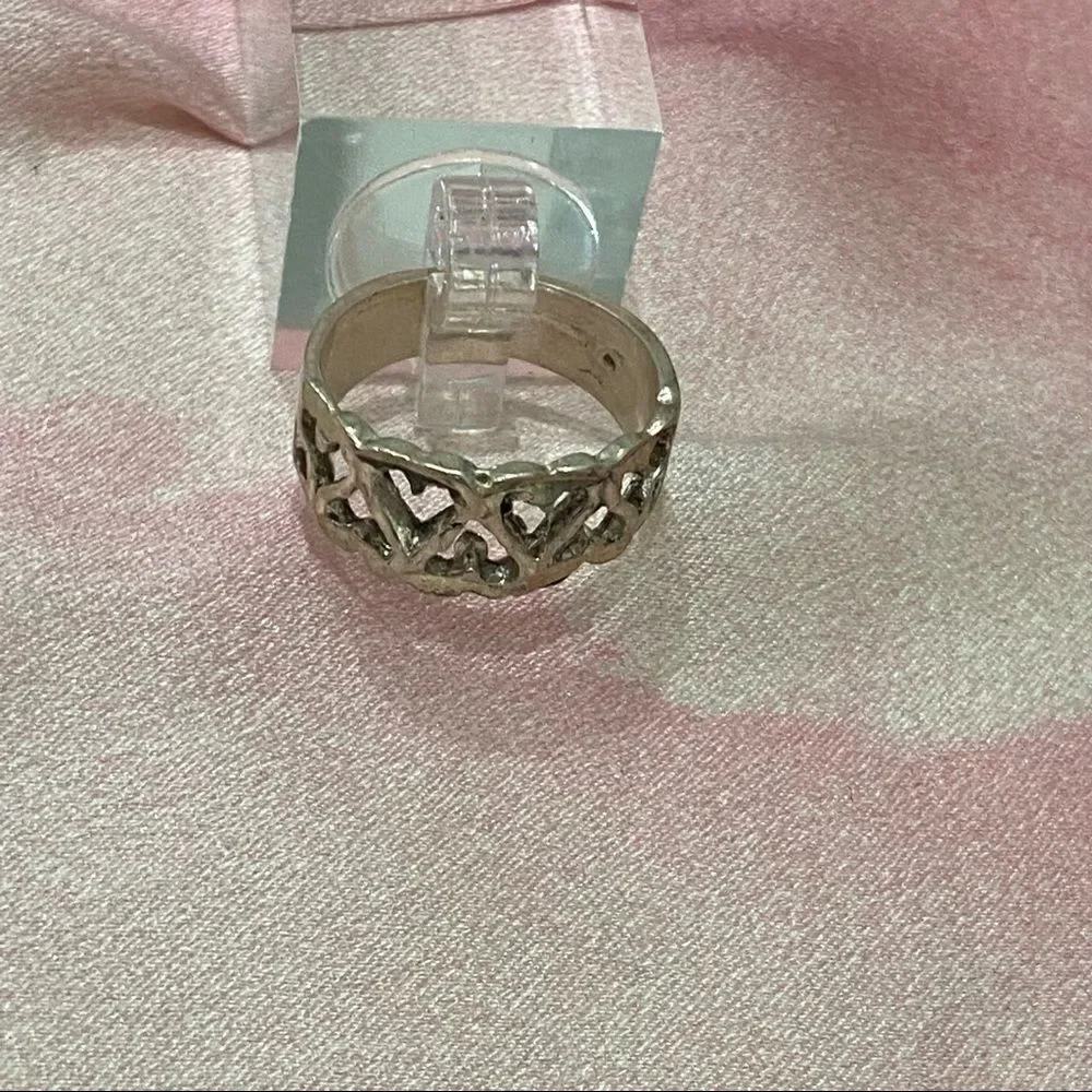 VINTAGE Silver Heart Handmade Die Cut Ring